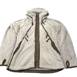 Kuhl Flight Jacket Womens Small Cream Mid Weight Pile Italian Fleece‎ Full Zip